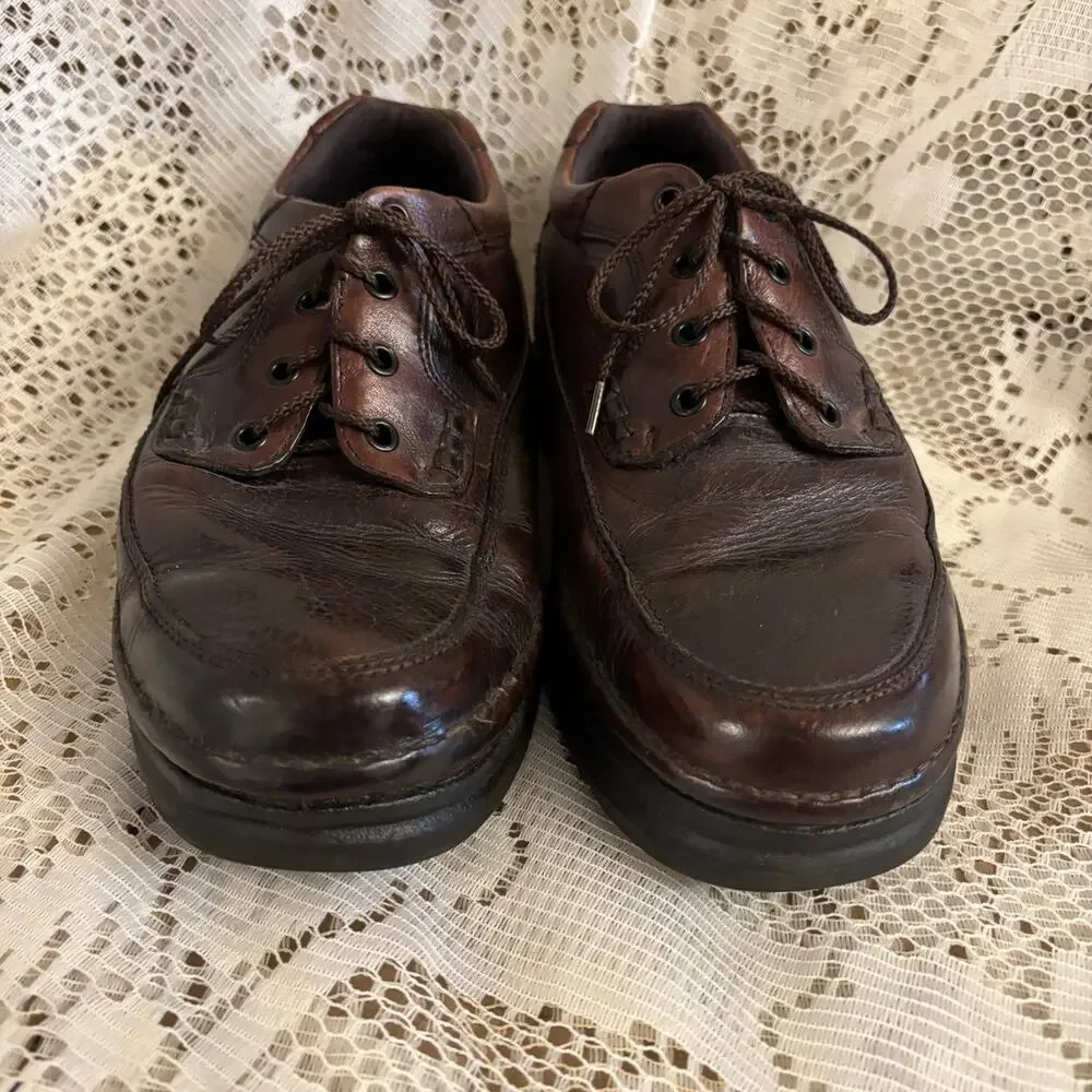 Nunn Bush Men's US 10 W Dark Brown Leather Moc Toe Oxford Shoes